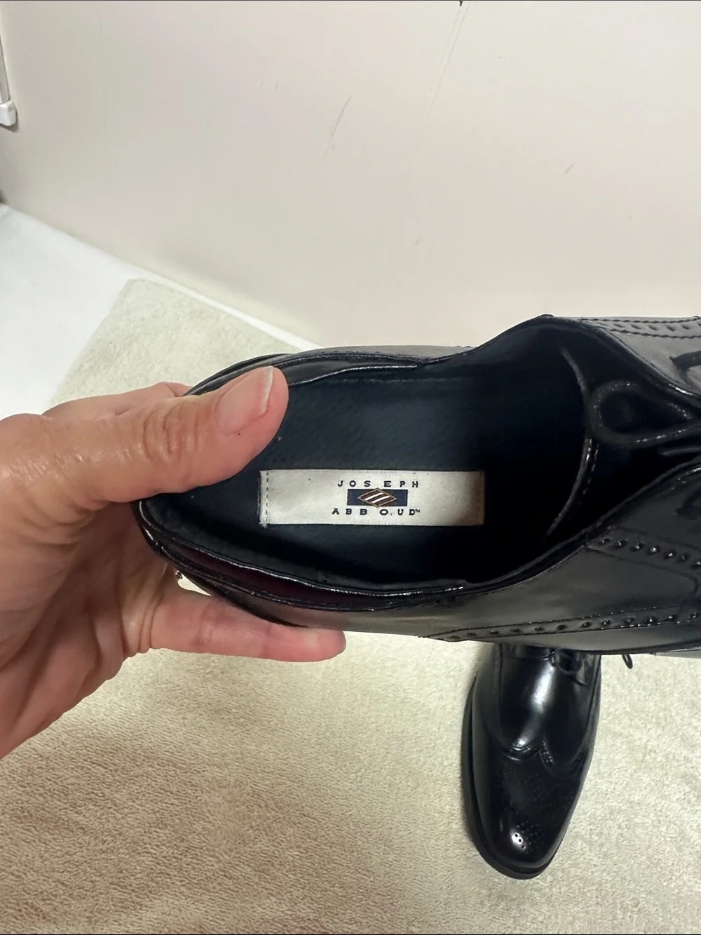 Joseph Abboud Black Leather Wingtip Oxfords